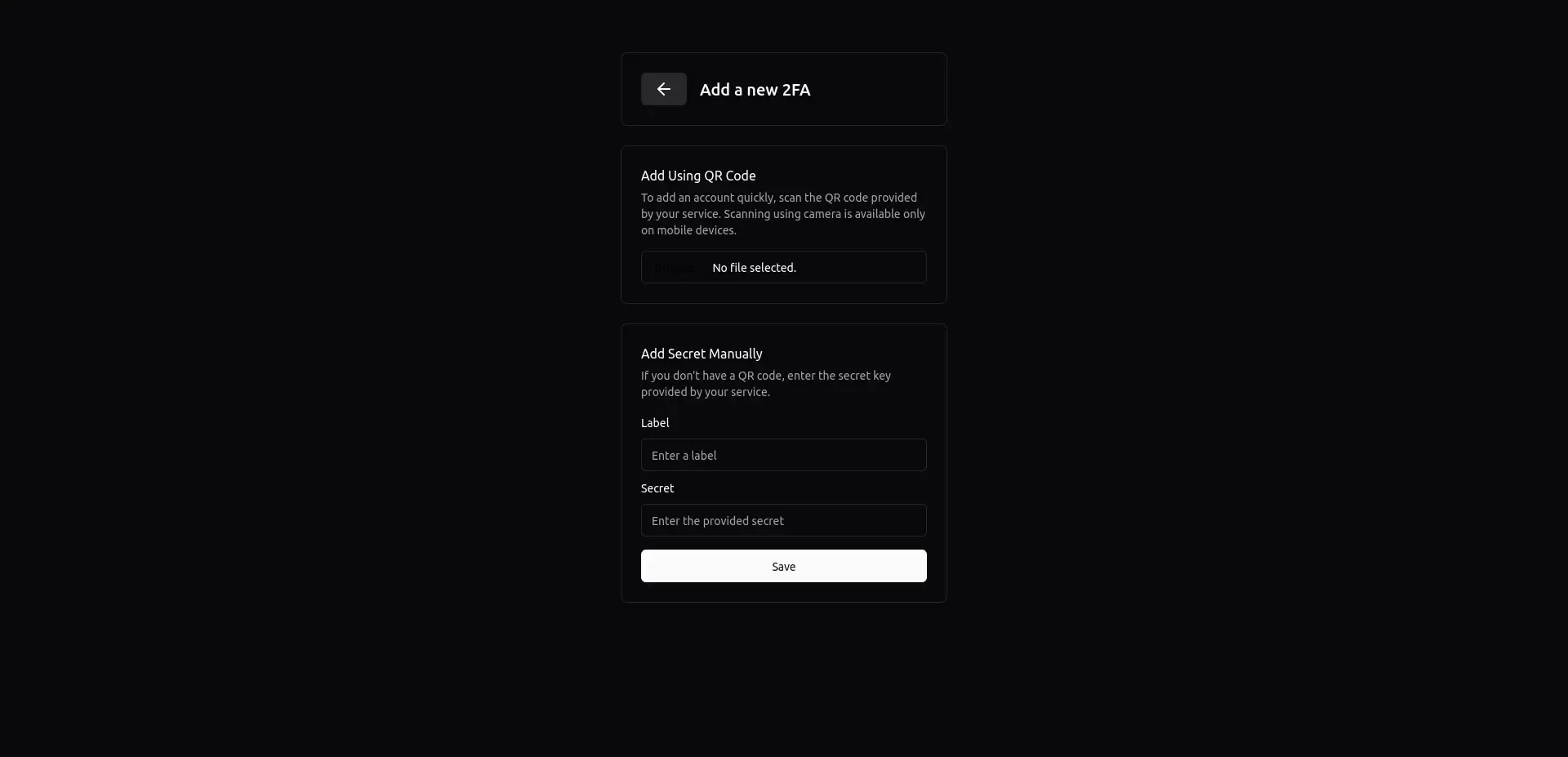 add new two factor authentication